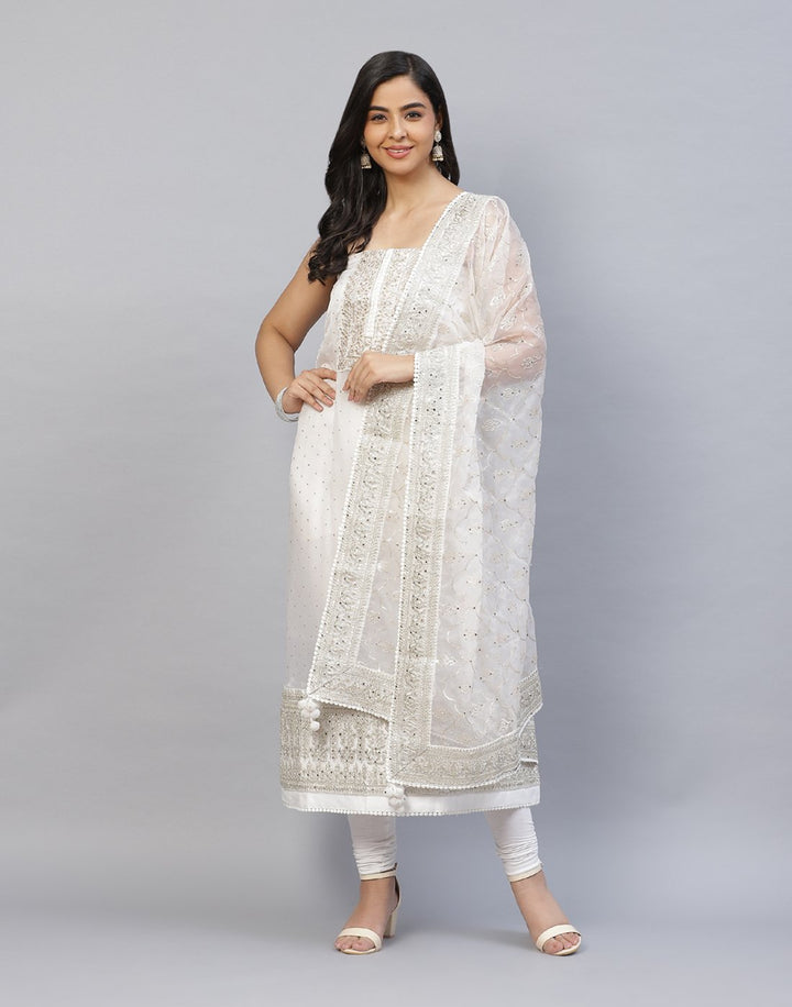 Embroidered Organza Kora Suit Piece