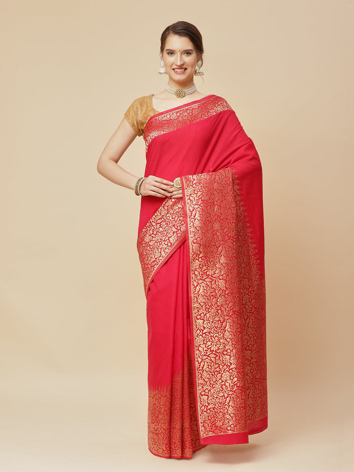 Brocade Zari Jaal Art Handloom Woven Saree