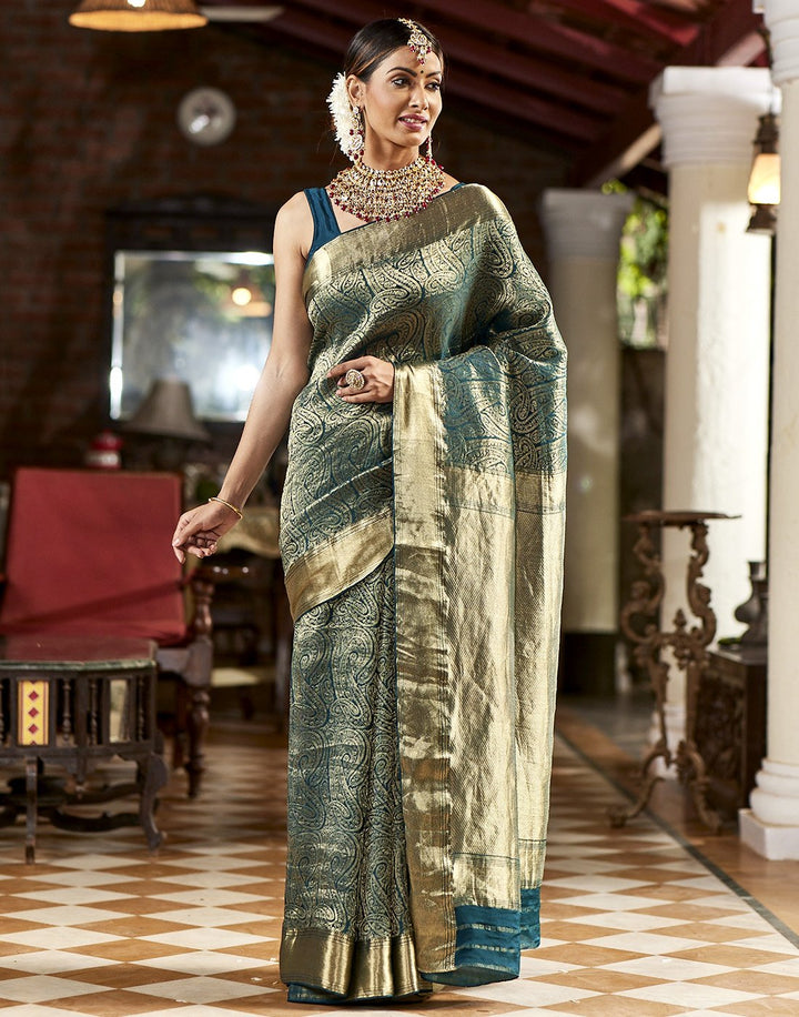 MBZ Meena Bazaar-Crepe Woven Silk Saree