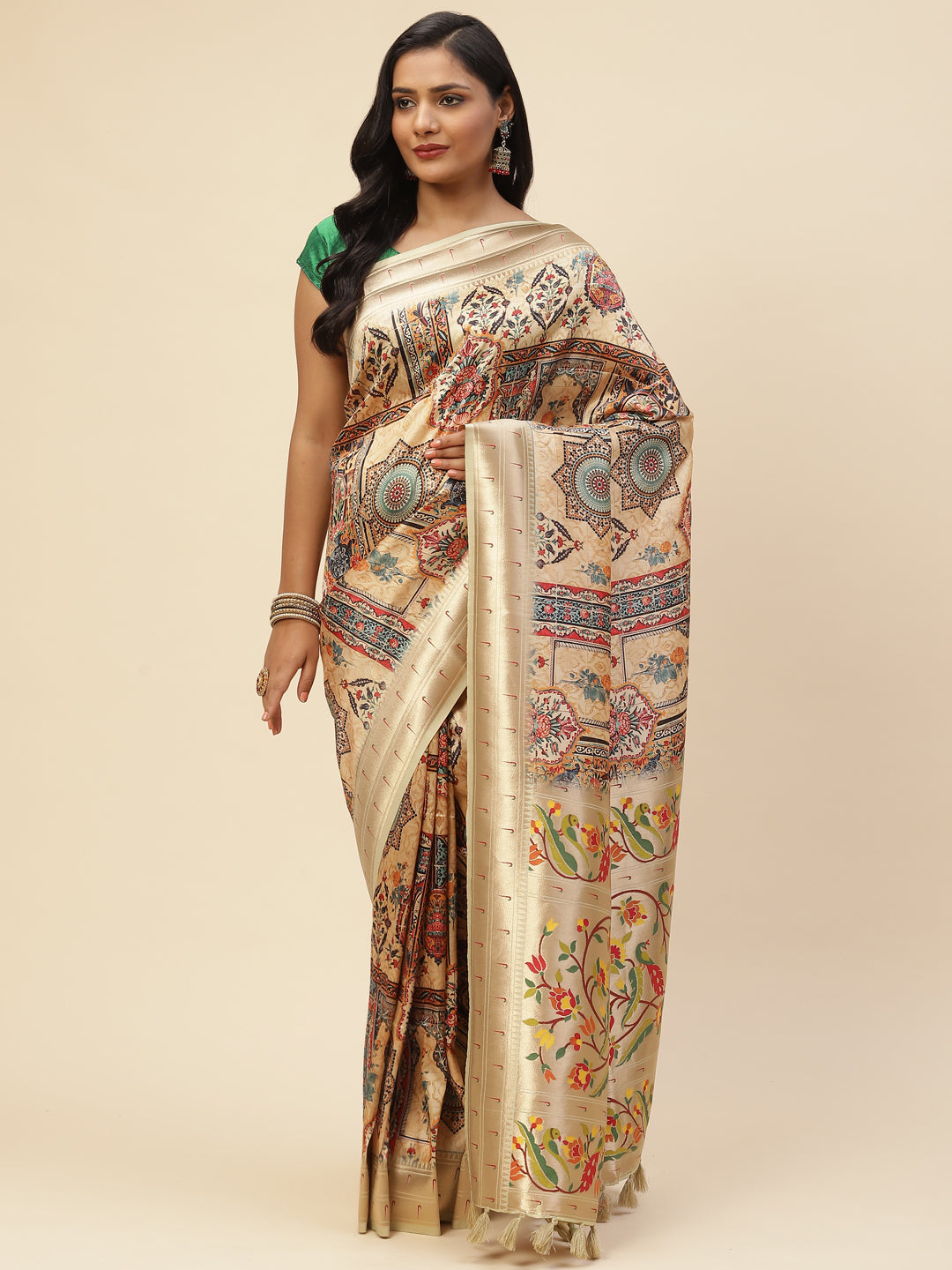 Digital Printed Satin Saree
