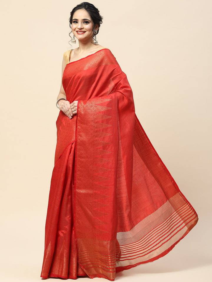 Plain Zari Border Handloom Woven Saree