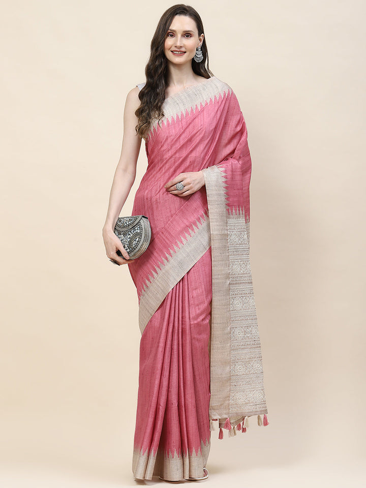 Plain Woven Tusser Saree