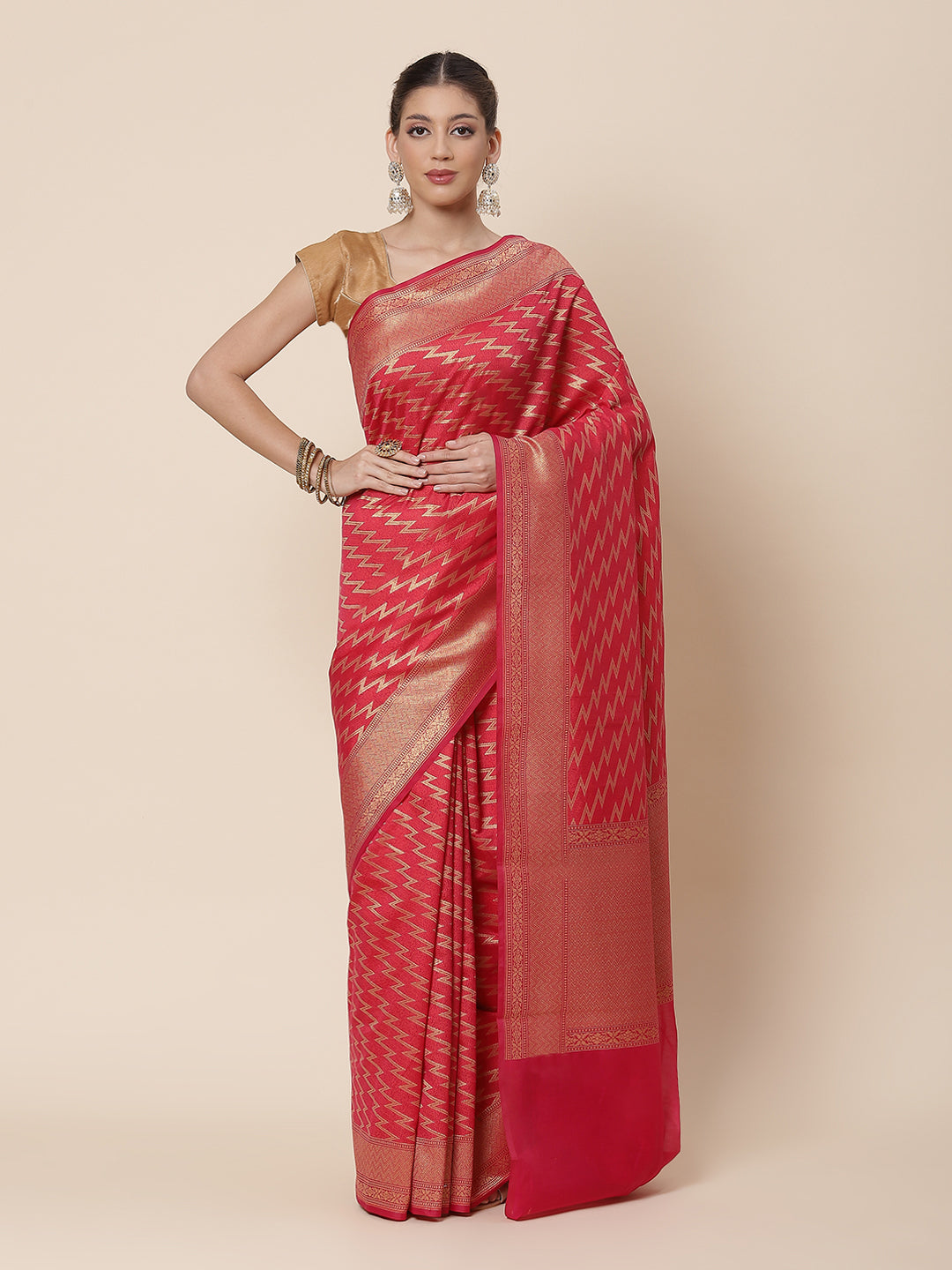 Zari Jaal Cotton Woven Saree