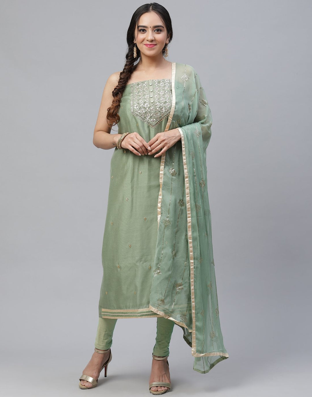 Chanderi Embroidered Suit Piece