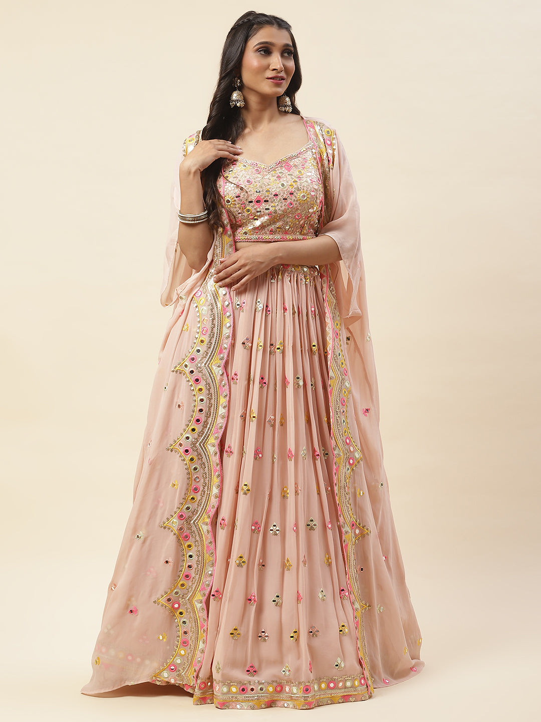 Georgette Lehenga Choli With Jacket
