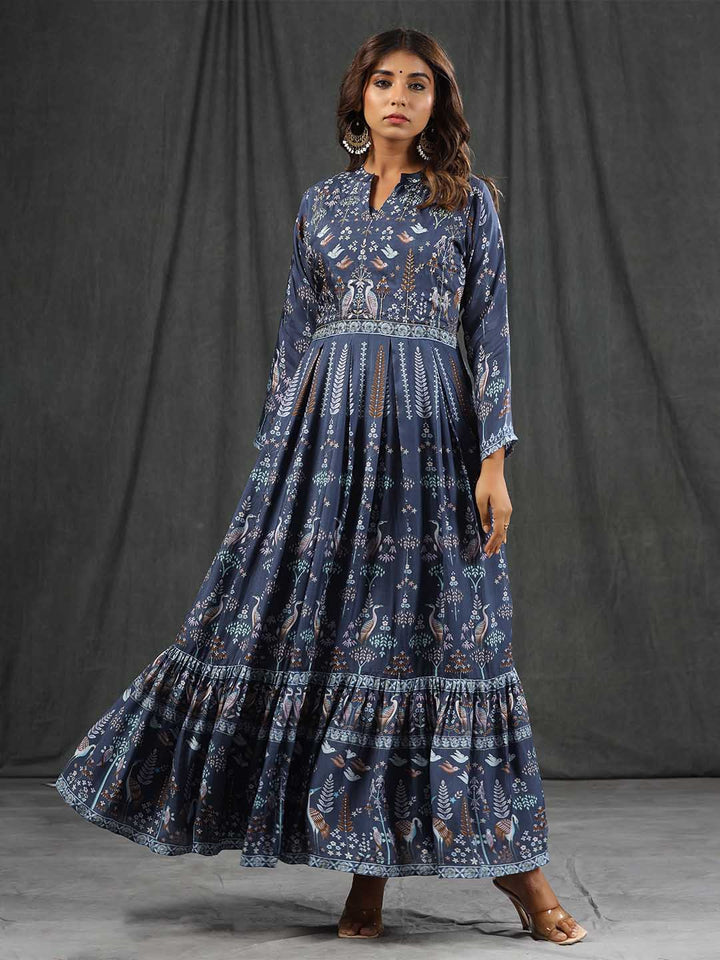 Digital Printed Cotton Gown Dress