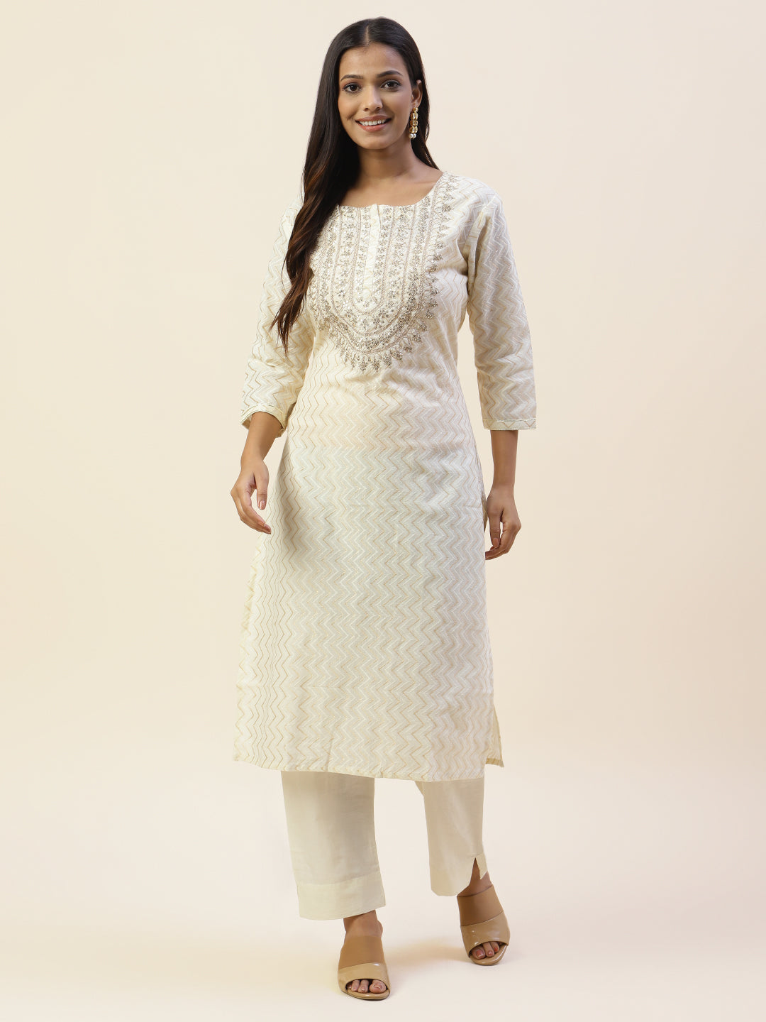 Printed Cotton Kurta With Pants