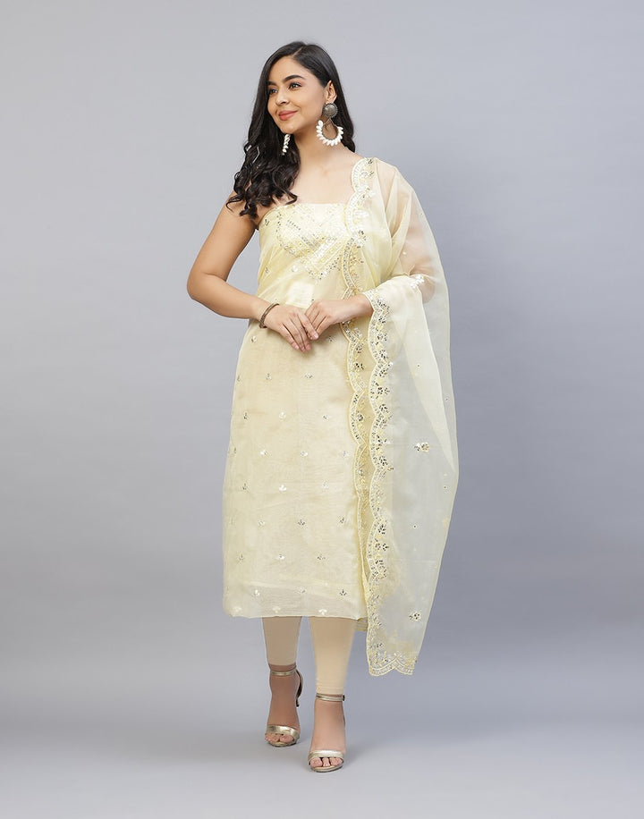 Embroidered Organza Kora Suit Piece