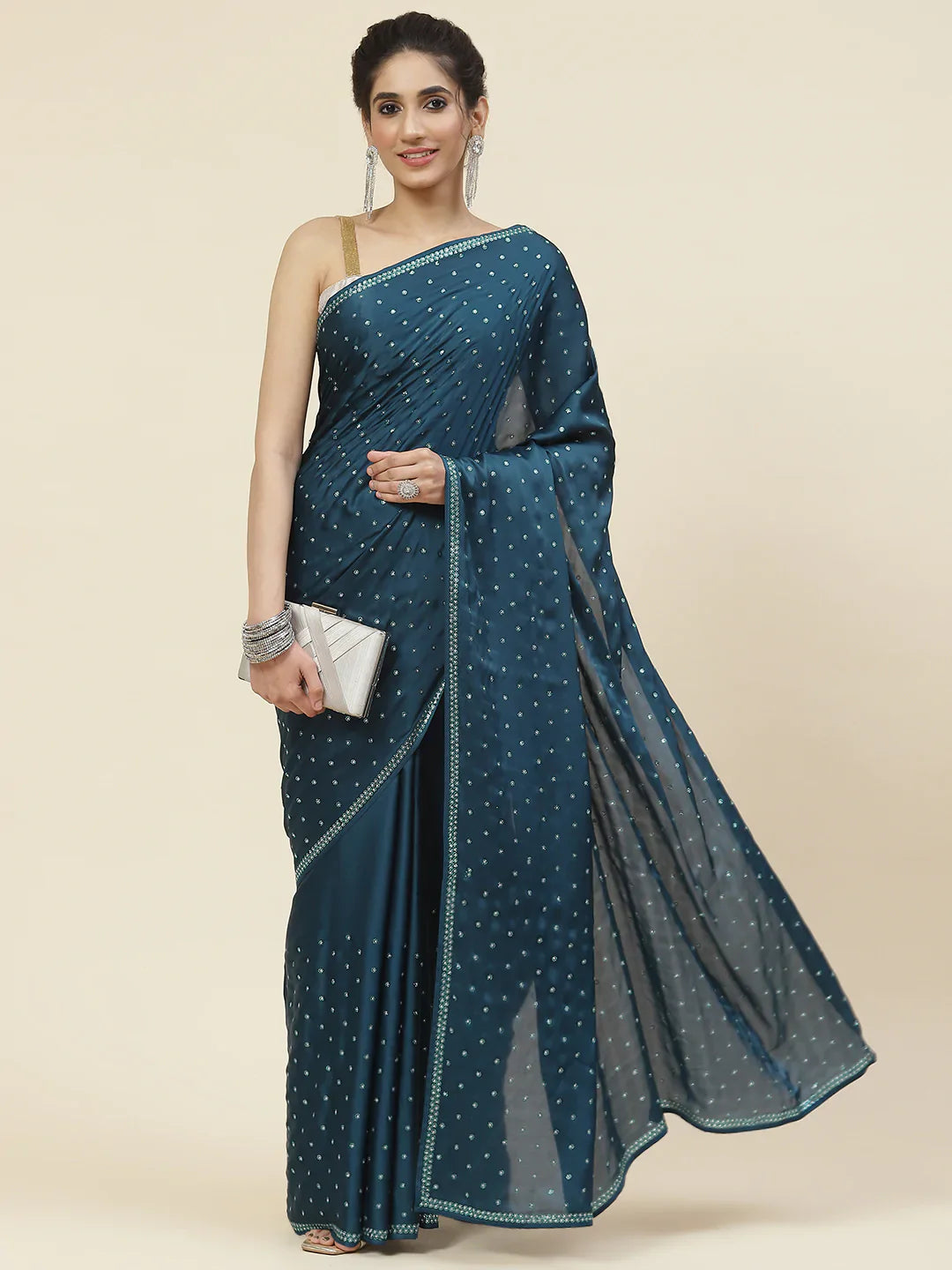 Swarovski Embroidered Satin Saree