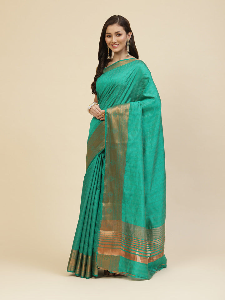 Zari Border Booti Tussar Woven Saree
