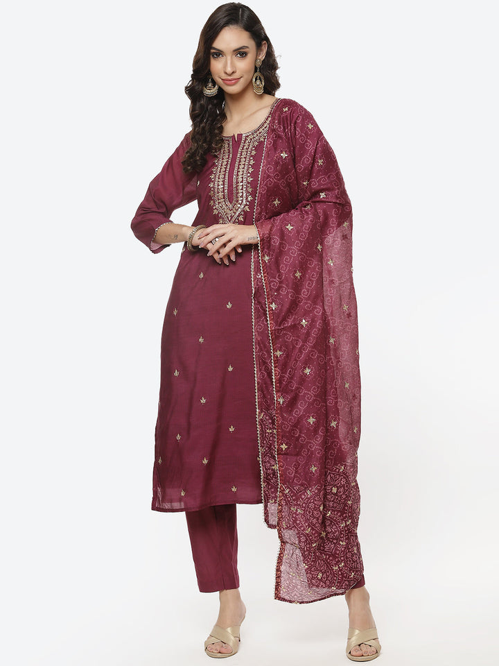Printed Cotton Kurti With Pant And Dupatta