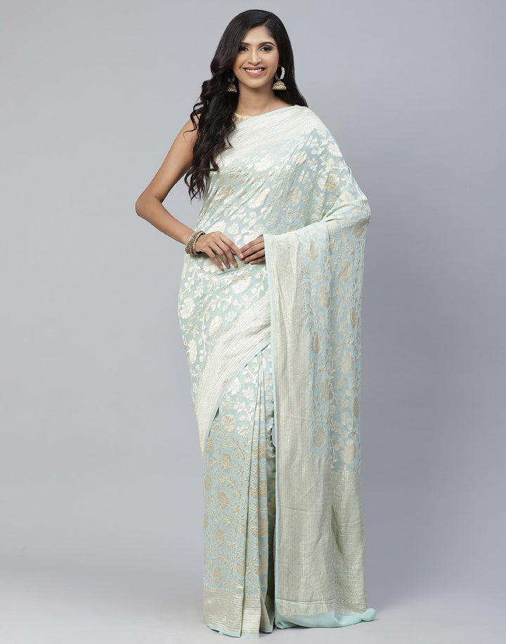 Light Pink Khadi Banarasi Jaal Saree
