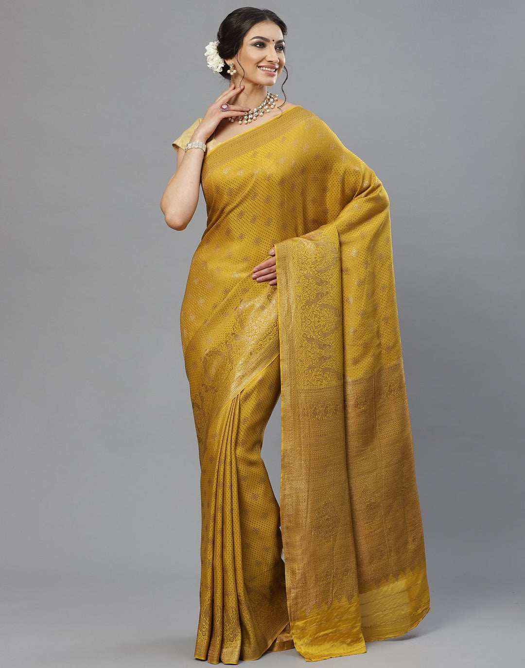 Zari Booti Crepe Saree