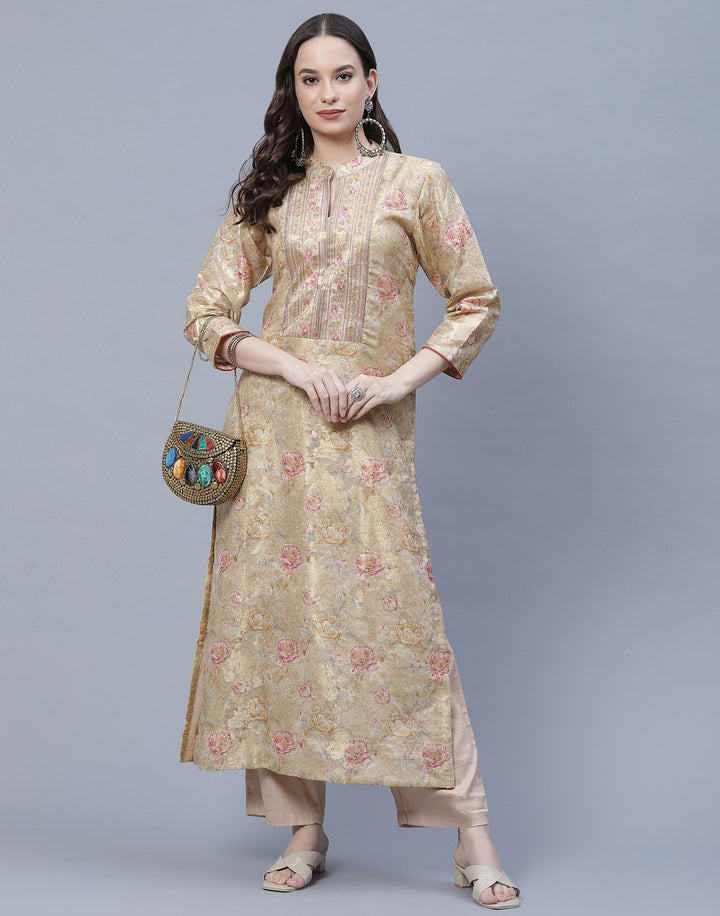Chanderi Printed Kurti Pant Set