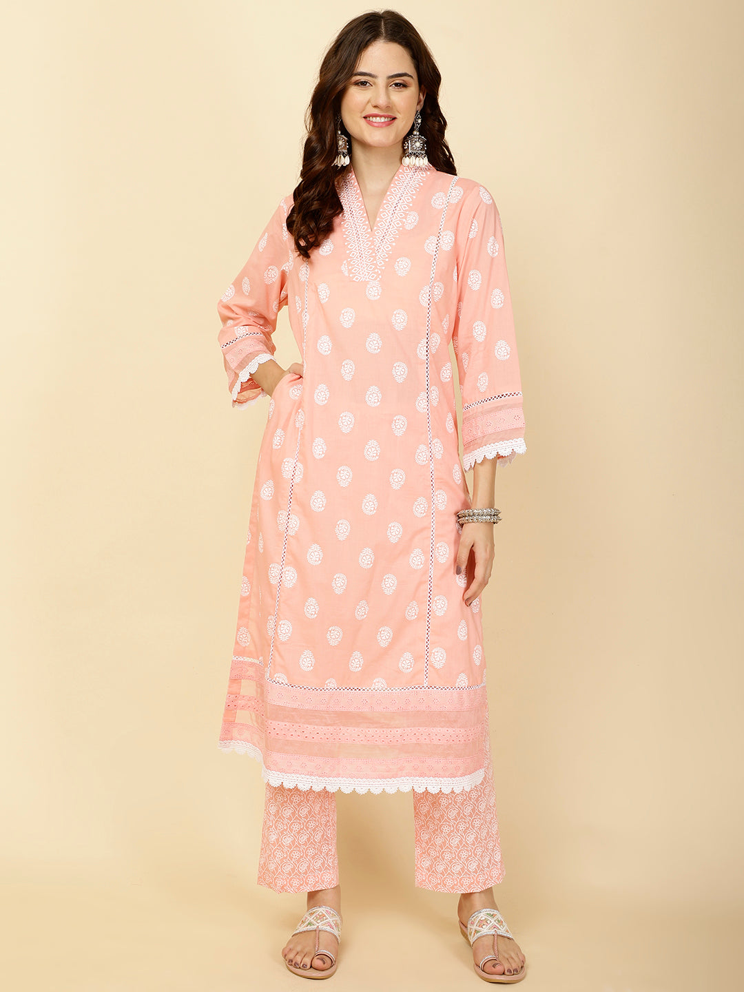 Abstract Printed Cotton Kurta With Pants