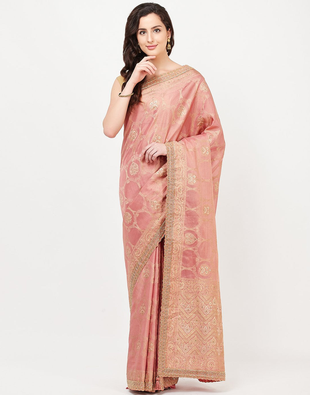 MBZ Meena Bazaar-Green Banarasi Tissue Saree