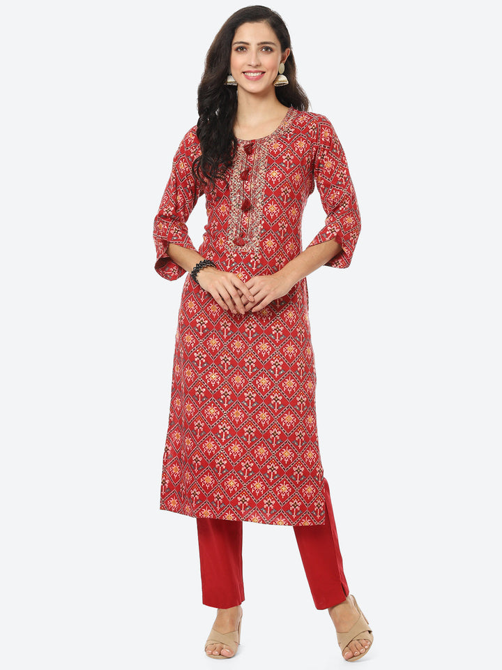 Printed Cotton Kurti With Pant