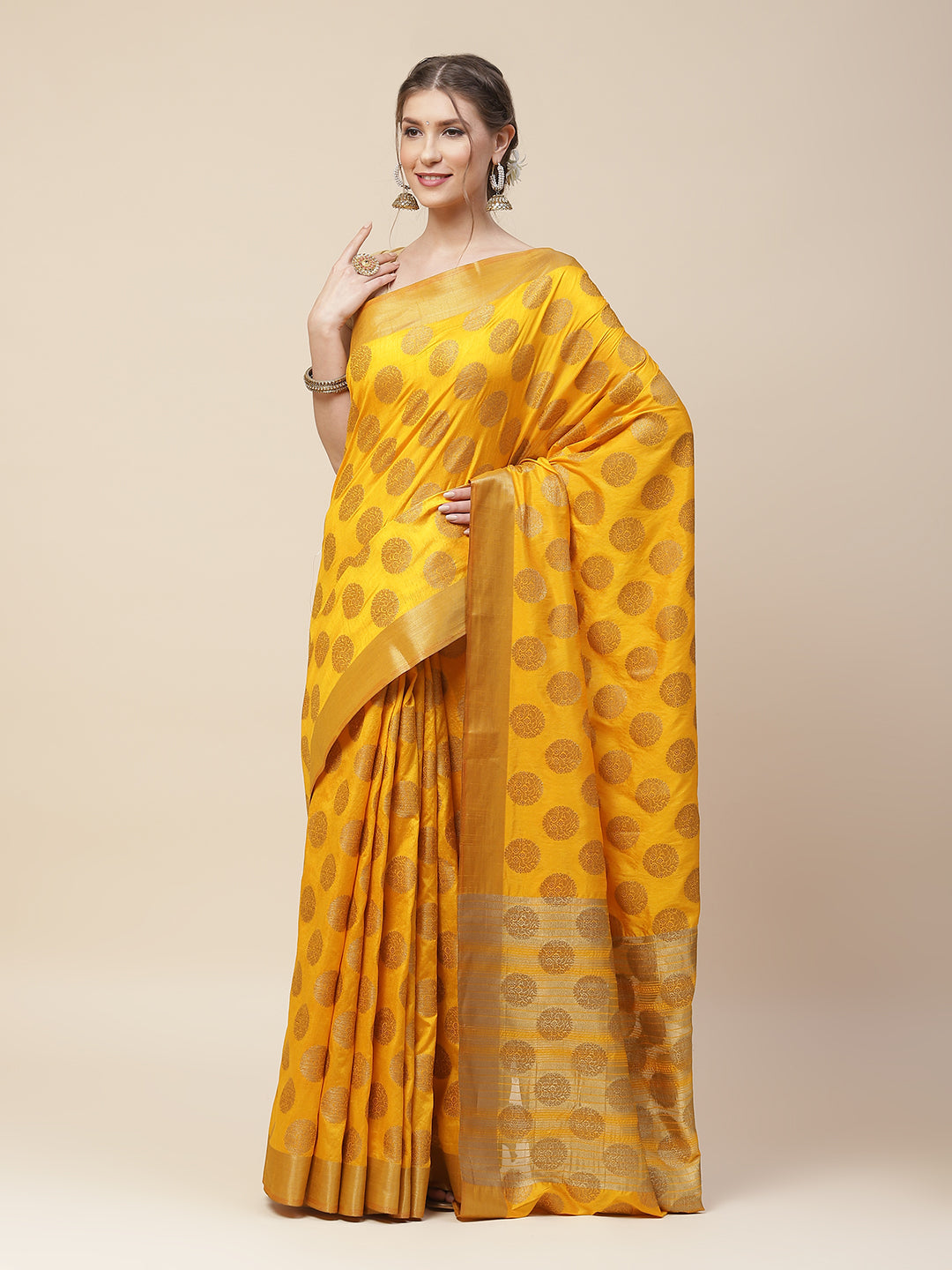 Ethnic Motifs Art Handloom Woven Saree