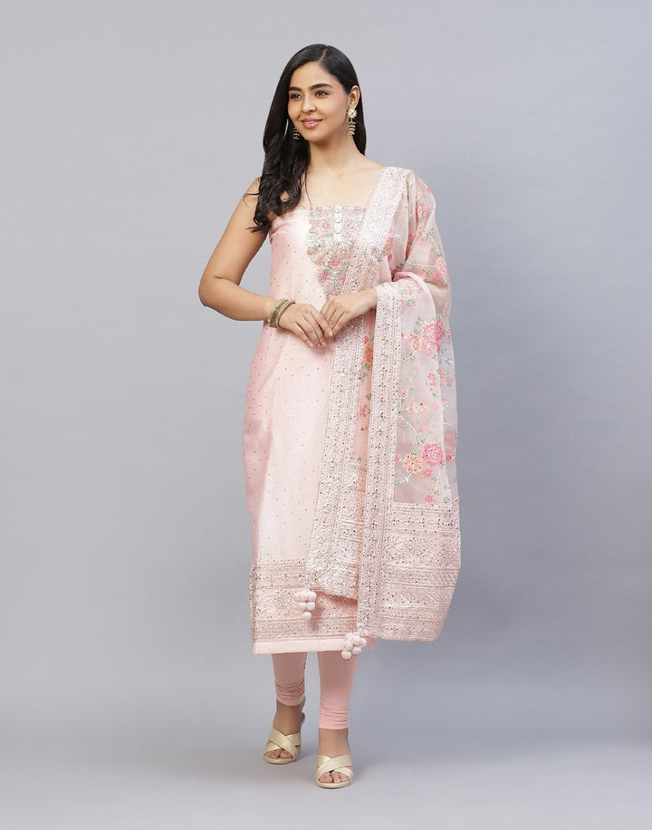 Embroidered Organza Kora Suit Piece