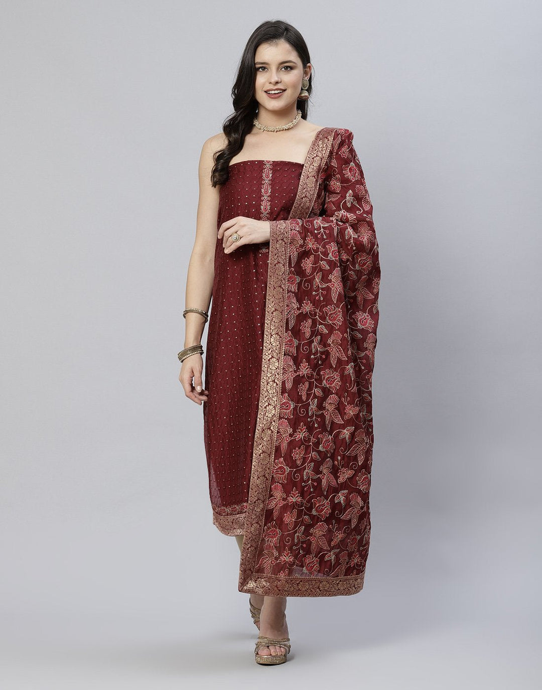 Embroidered Chanderi Suit Piece