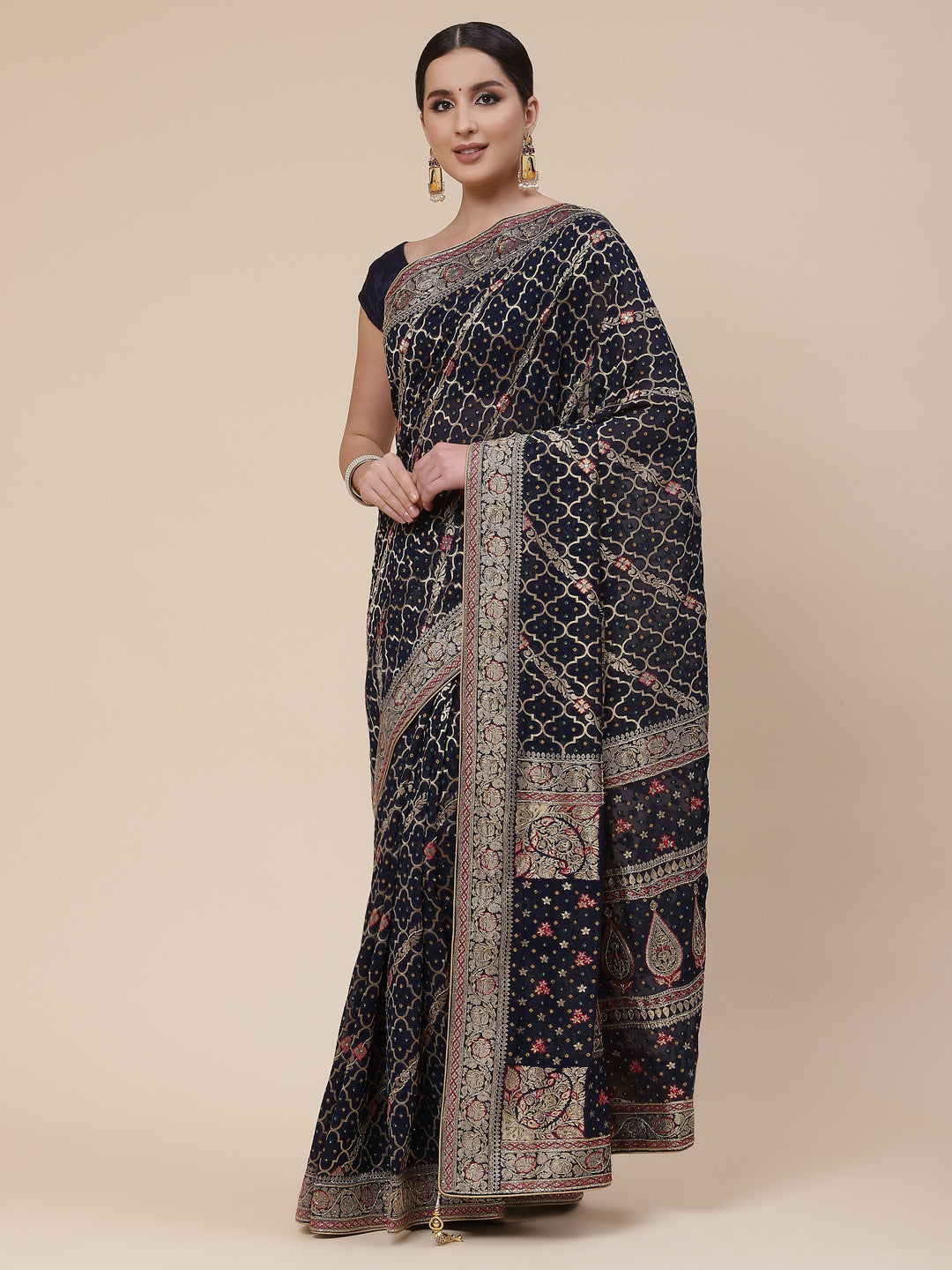 Gharchola Banarsi Handloom Embroided Saree