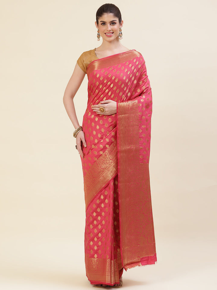 Zari Border Booti Handloom Woven Saree