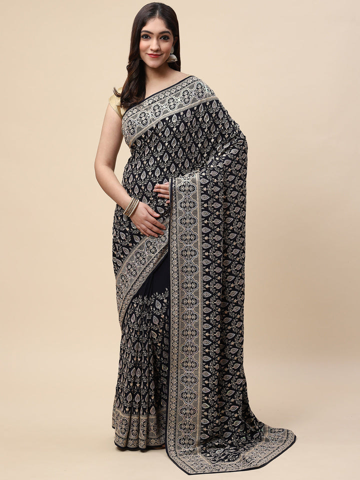 Sequin Embroidered Crepe Saree