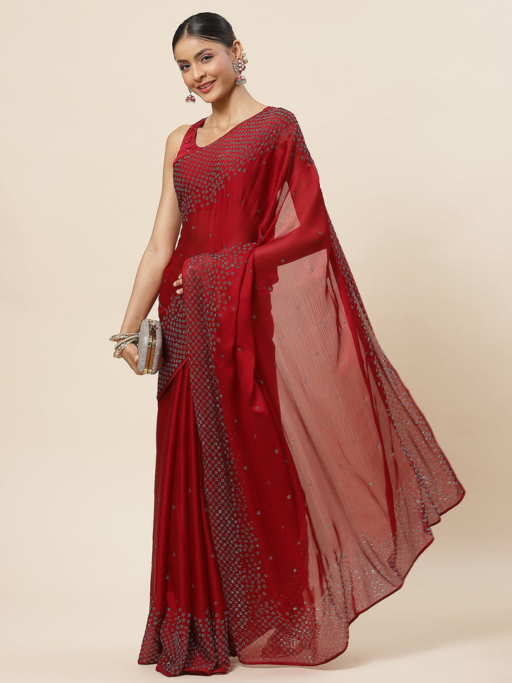 Swarovski Jaal Embroidered Crepe Saree