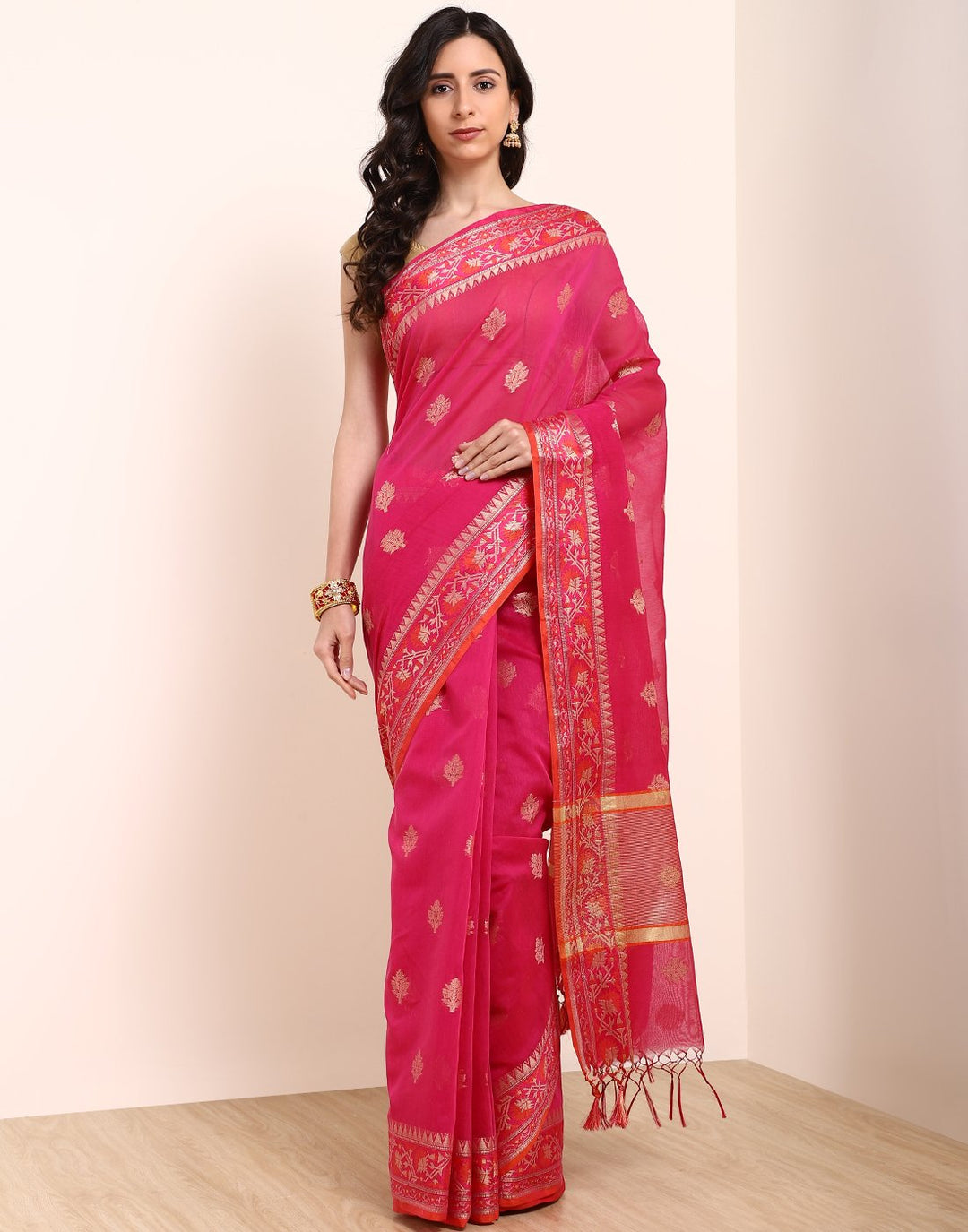 MBZ Meena Bazaar-Rani Cotton Woven Saree