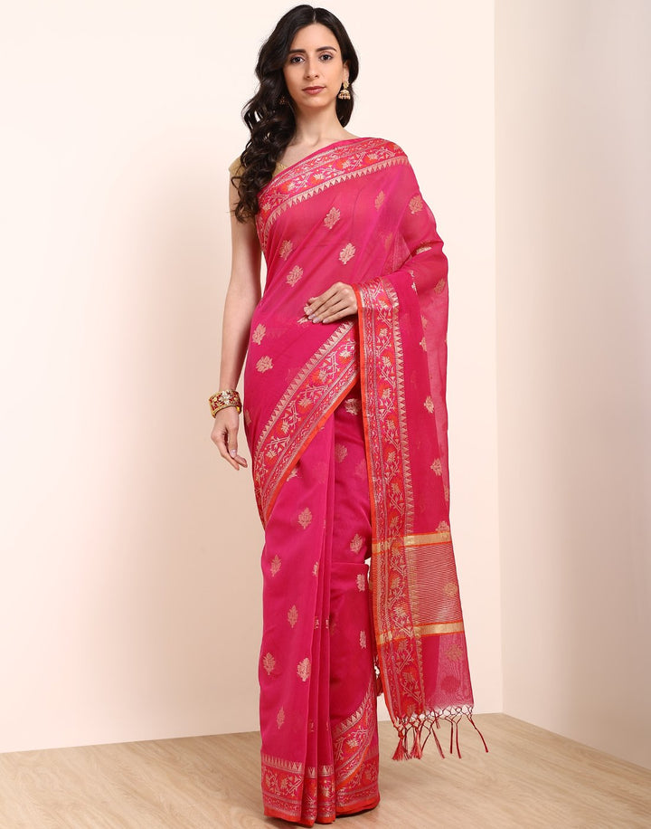 MBZ Meena Bazaar-Rani Cotton Woven Saree