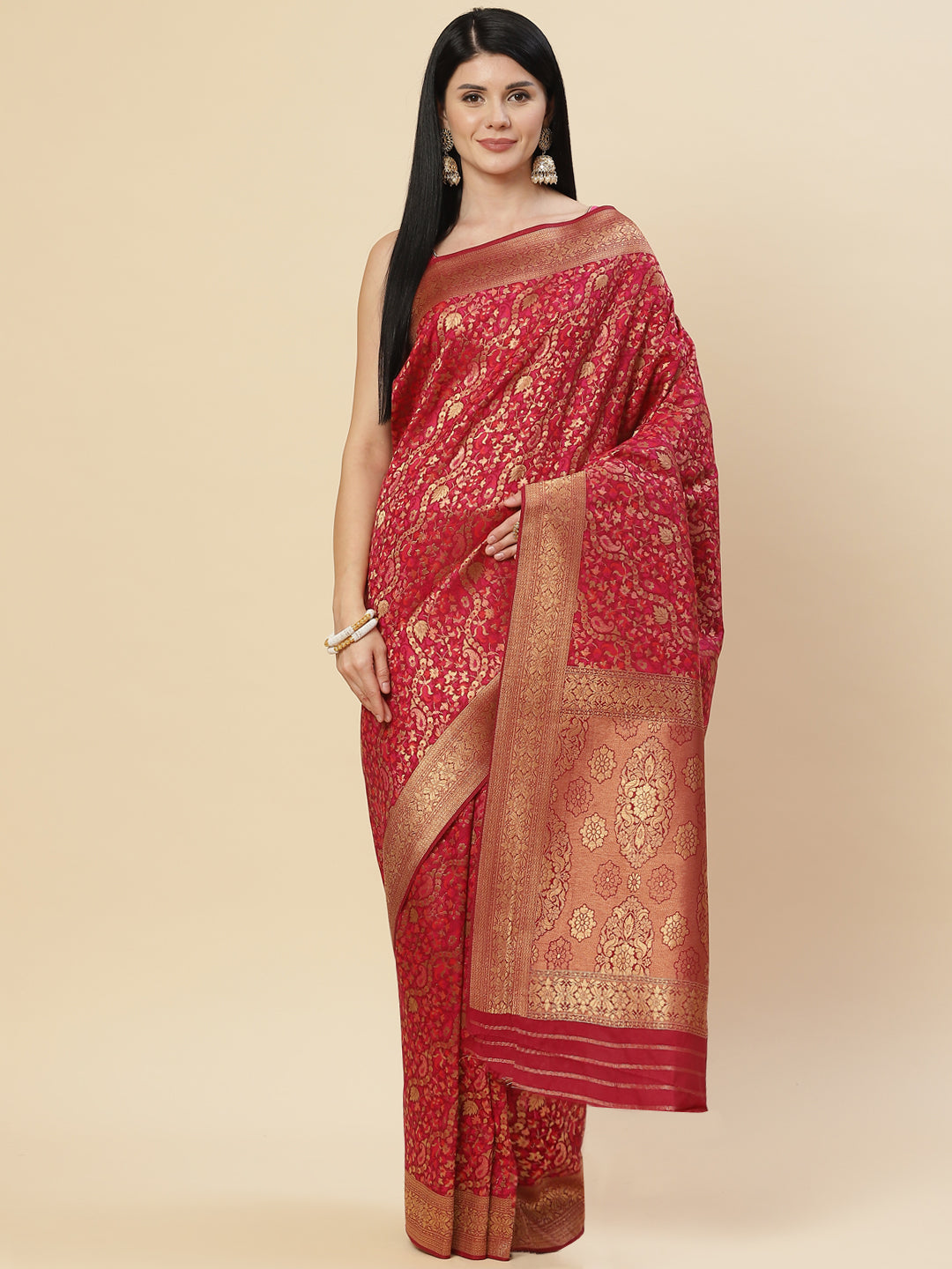 Zari Jaal Handloom Woven Saree