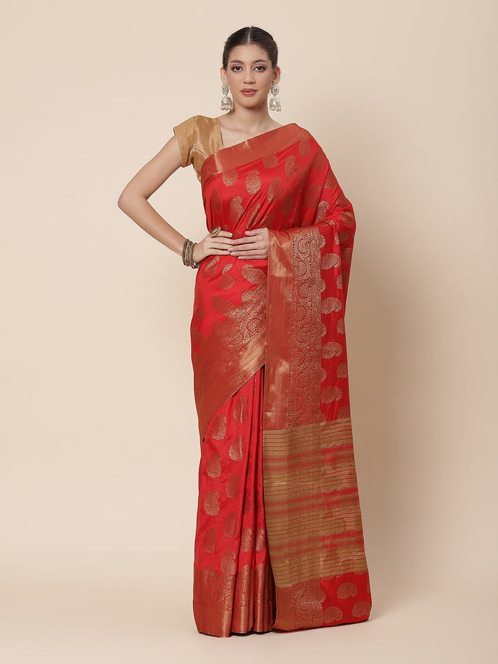 Zari Border Booti Art Handloom Woven Saree