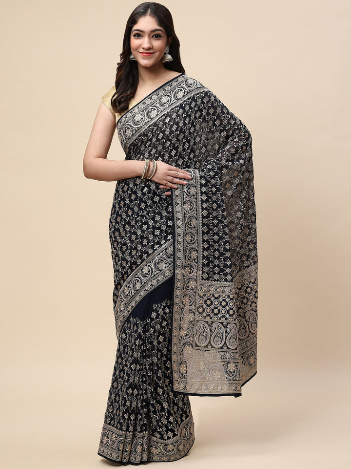 Resham Jaal Embroidered Georgette Saree