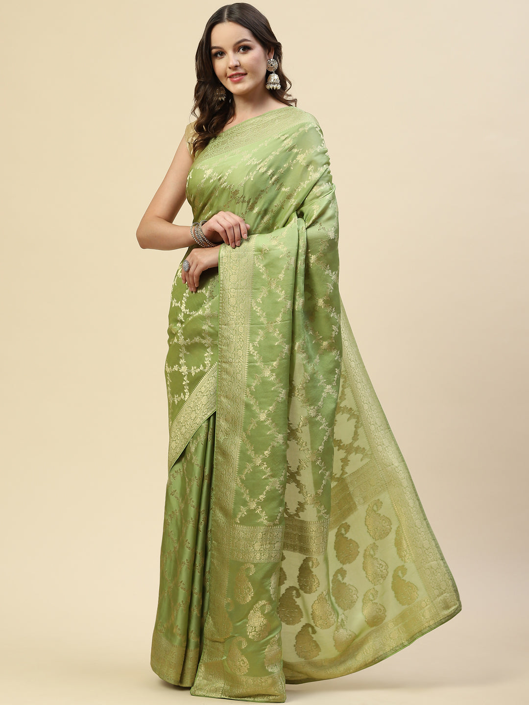 Zari Jaal Banarasi Woven Saree