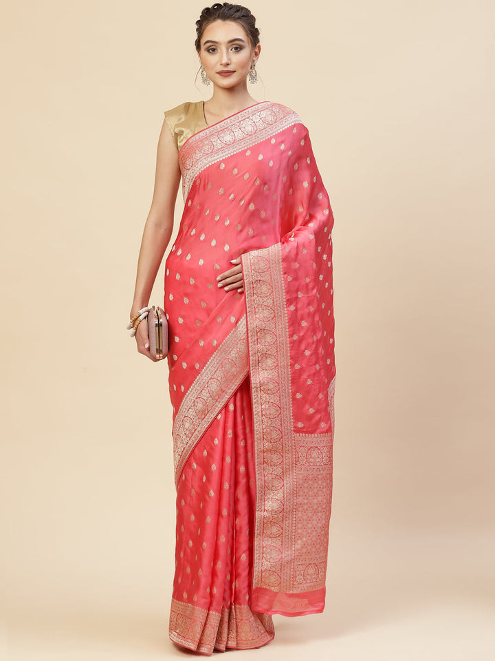 Zari Jaal Satin Woven Saree