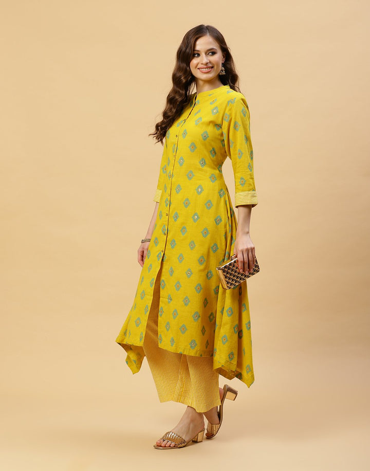 Printed Cotton Anarkali Kurti With Pant