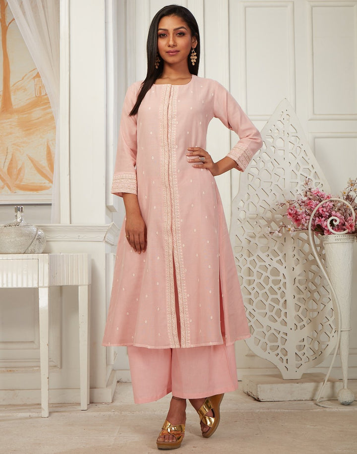 MBZ Meena Bazaar-Beautiful Chandheri Kurta with Plazzo