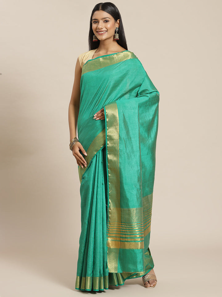 Plain Zari Border Art Handloom Woven Saree