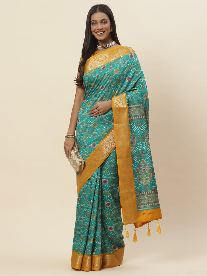Zari Border Printed Handloom Saree