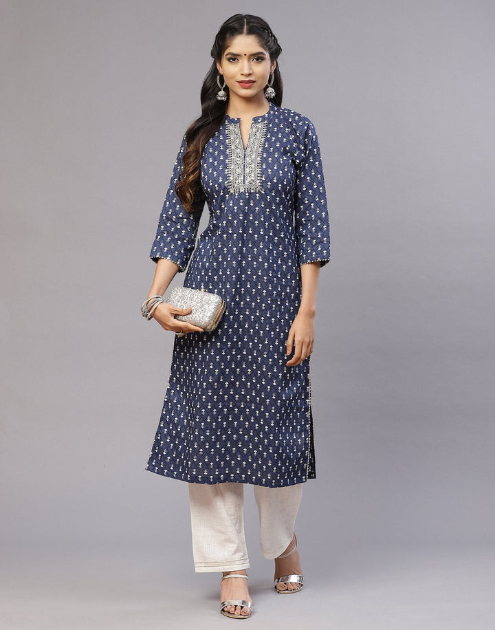 Cotton Kurti With Yoke Embroidery