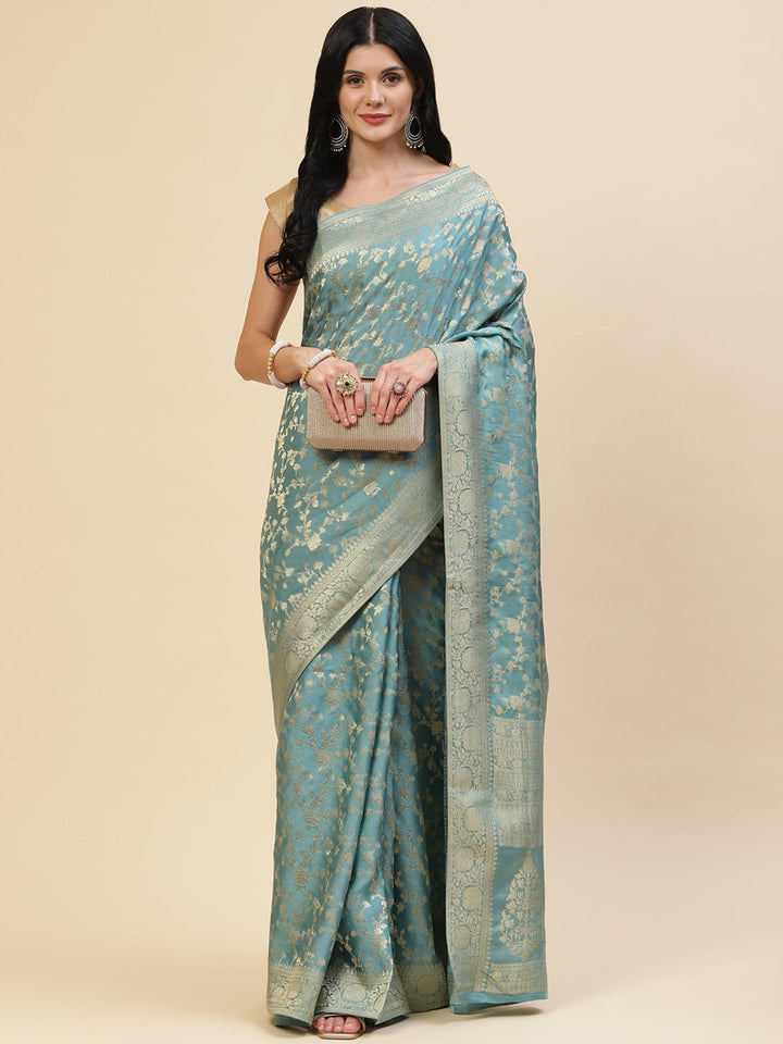 Zari Jaal Satin Woven Saree