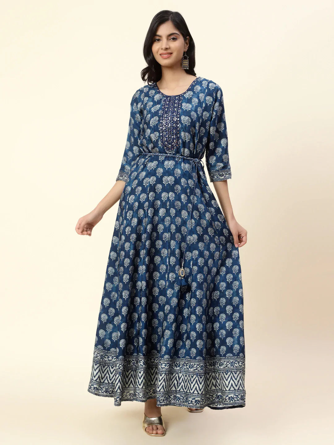 Floral Printed Handloom Anarkali Kirta
