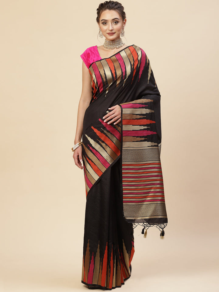 Plain Zari Border Handloom Woven Saree