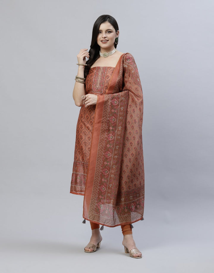 Printed Chanderi Suit Piece