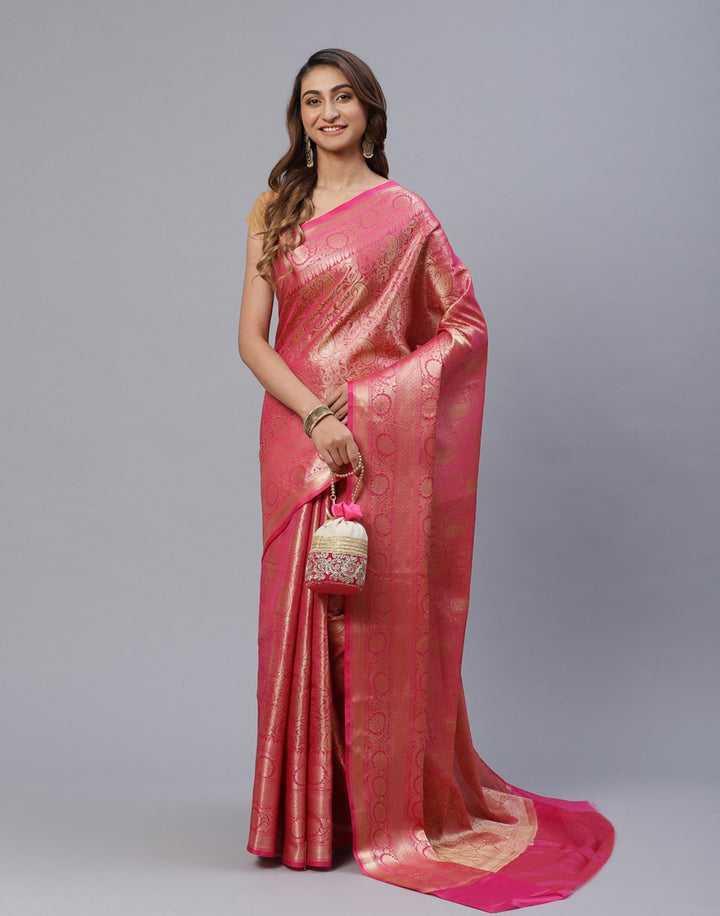 Woven Cotton Saree With Zari Border