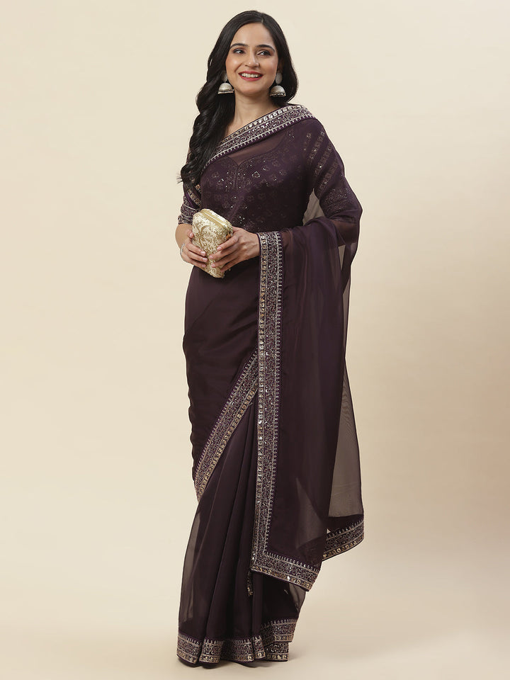Embroidered Organza Saree