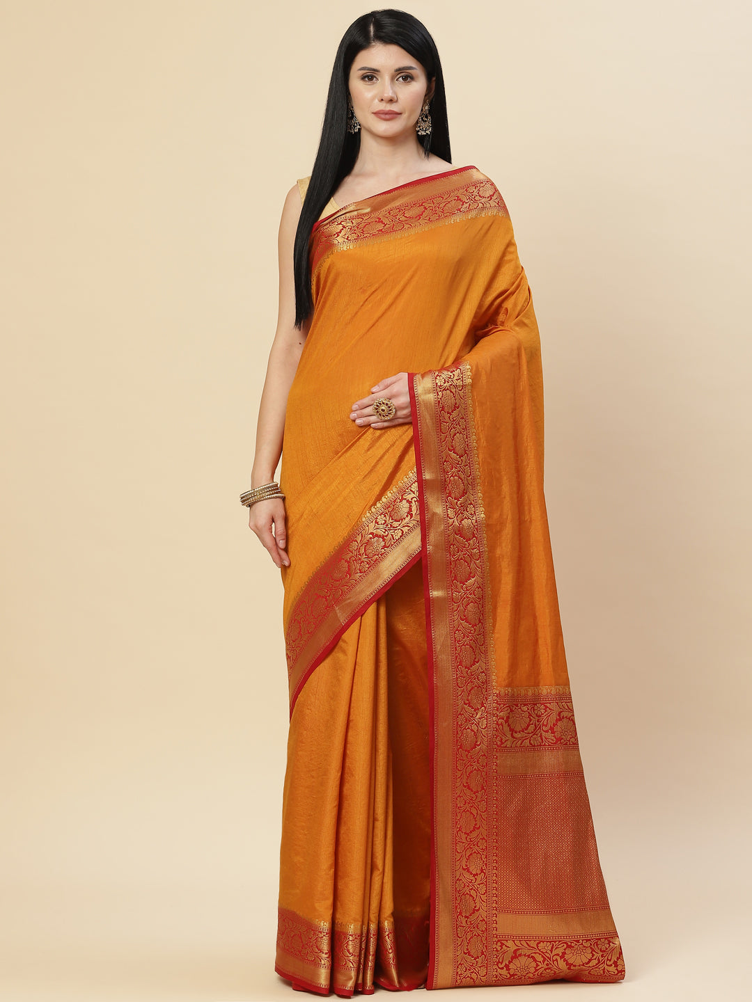 Plain Zari Border Handloom Woven Saree