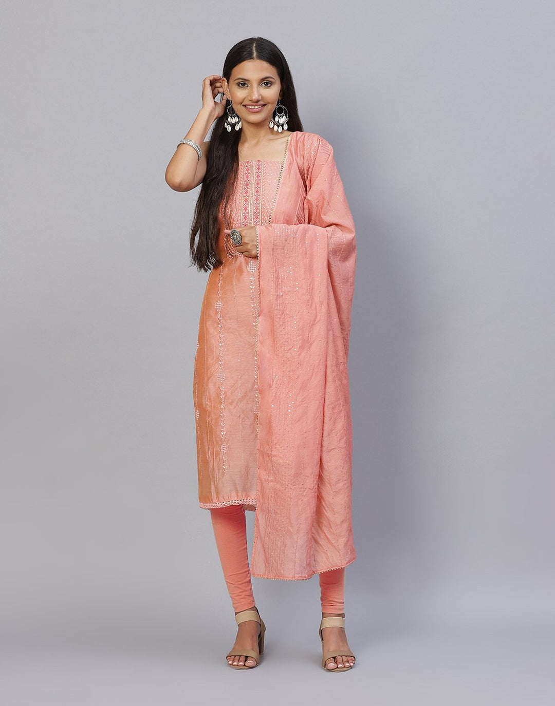 Chanderi Embroidered Suit piece