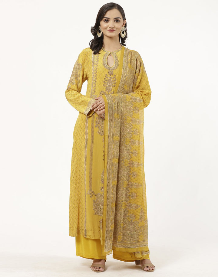 MBZ Meena Bazaar-Grey Digital Printed Crepe Salwaar Kameez Stitched Suit