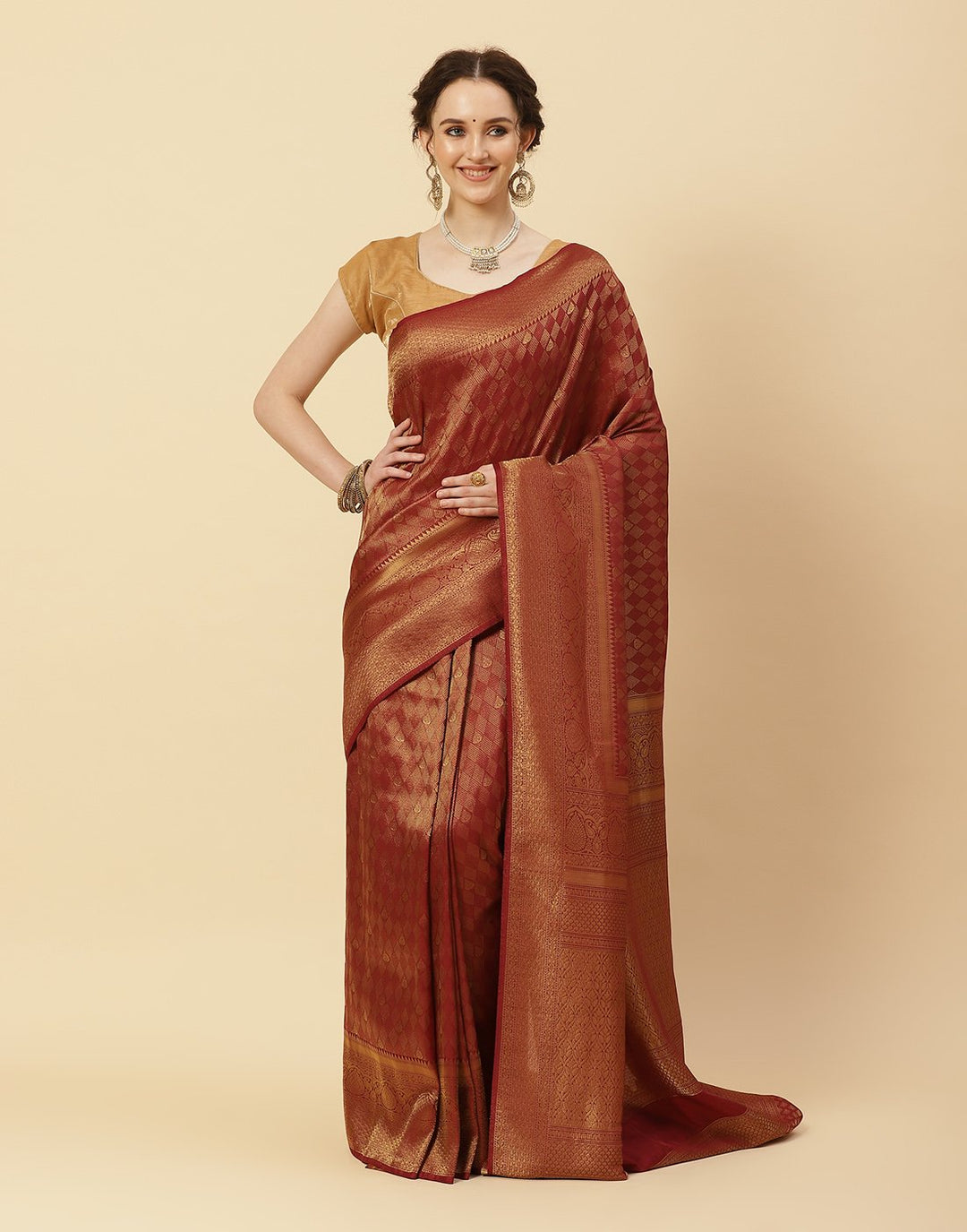 Woven Art Handloom Brocade Zari Jaal Saree